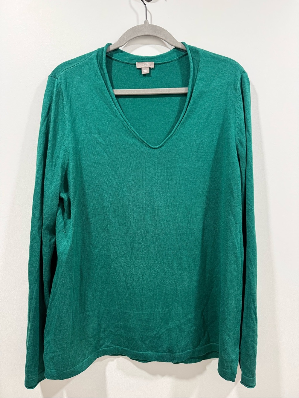 J. Jill Silk and Cotton Blend V-Neck Long Sleeve Top